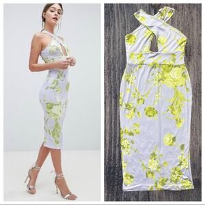 NWT ASOS STRETCH FLORAL BODYCON MIDI DRESS